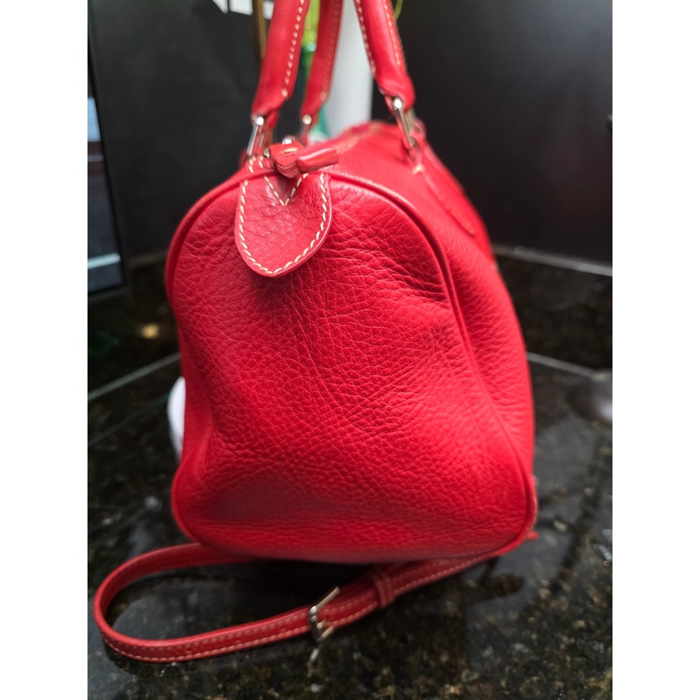Dooney & Bourke Boston Barrel Bag Vibrant Red Leather Satchel - Picture 8 of 16